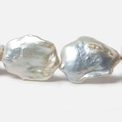 21x10x23-23x11x30mm Silver White Souffle Freshwater Pearls 16 inch 15 pieces (ONLINE ORDER ONLY)