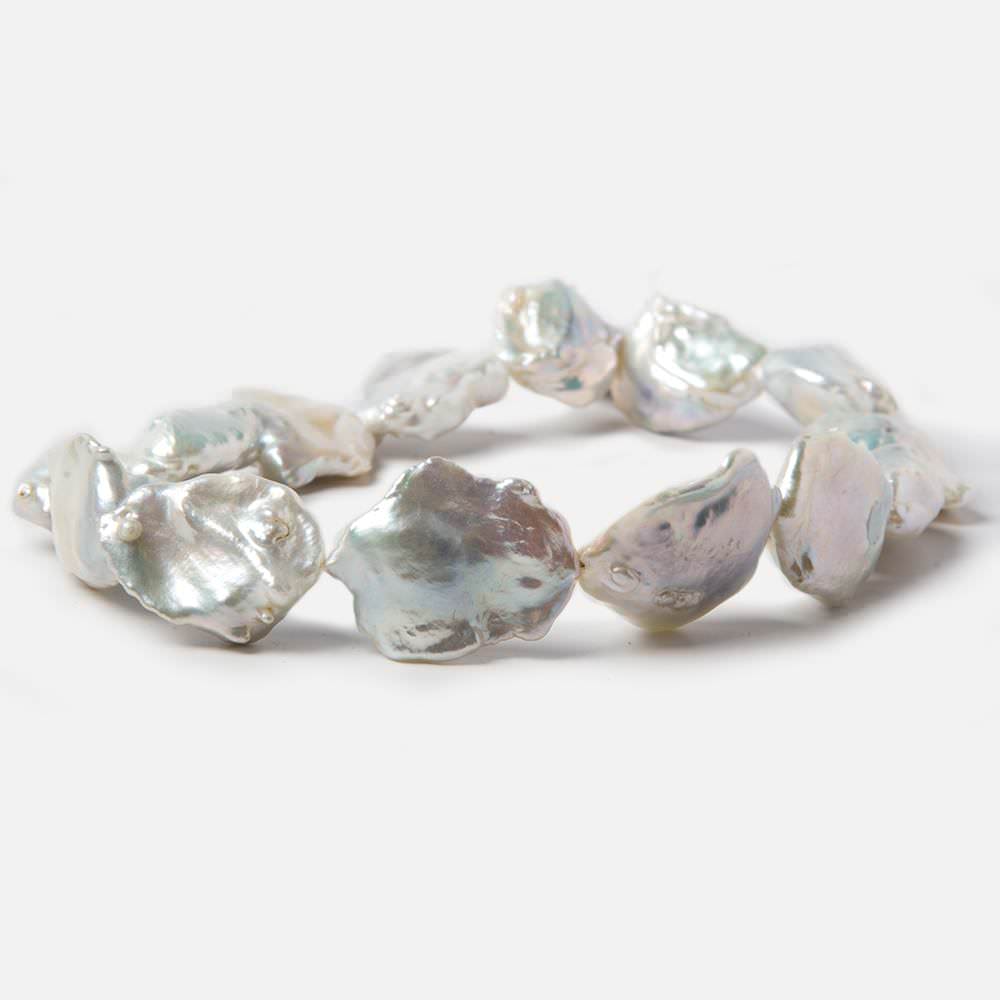 21x10x23-23x11x30mm Silver White Souffle Freshwater Pearls 16 inch 15 pieces (ONLINE ORDER ONLY)