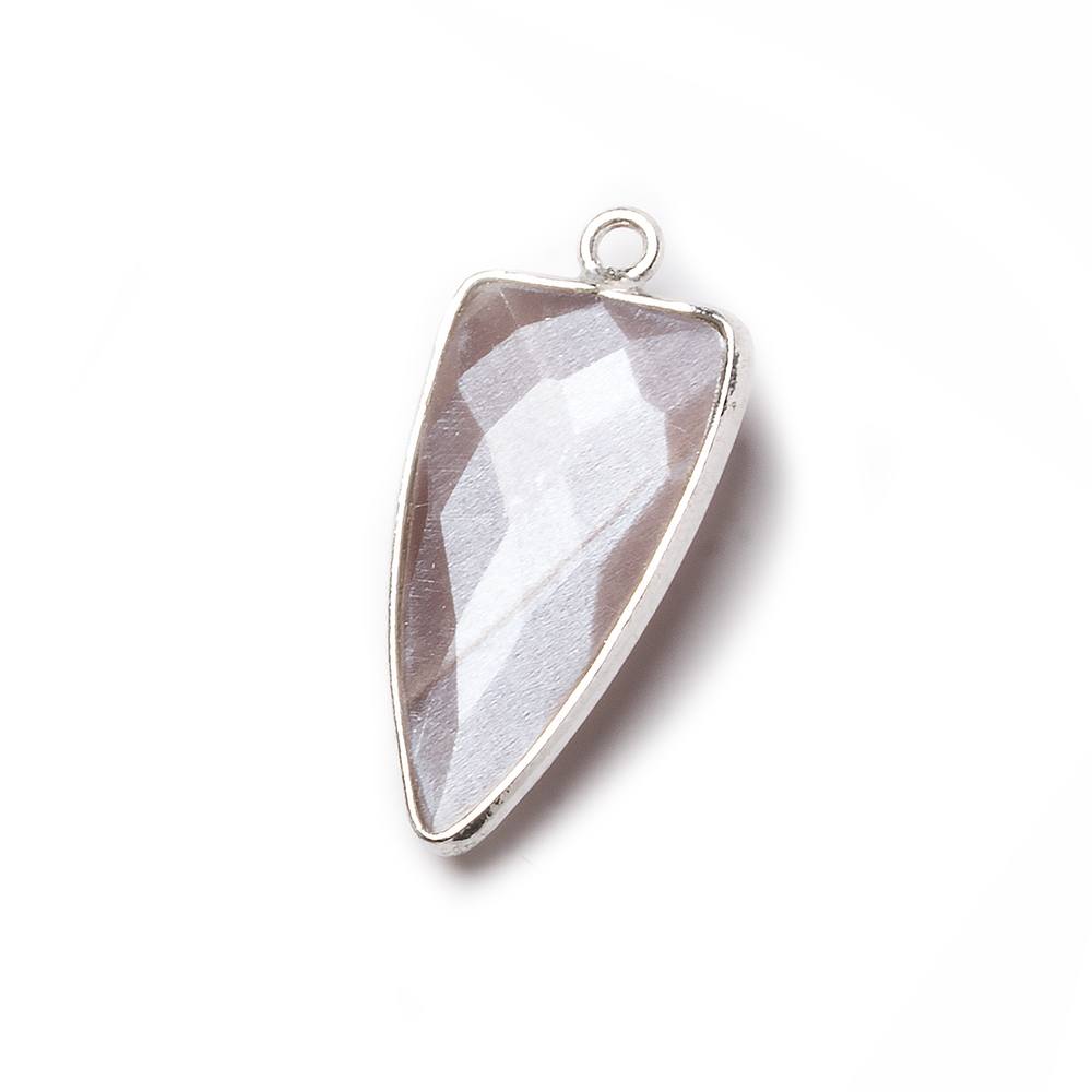 21x11mm Silver Bezel Chocolate Moonstone faceted point 1 focal bead (ONLINE ORDER ONLY)