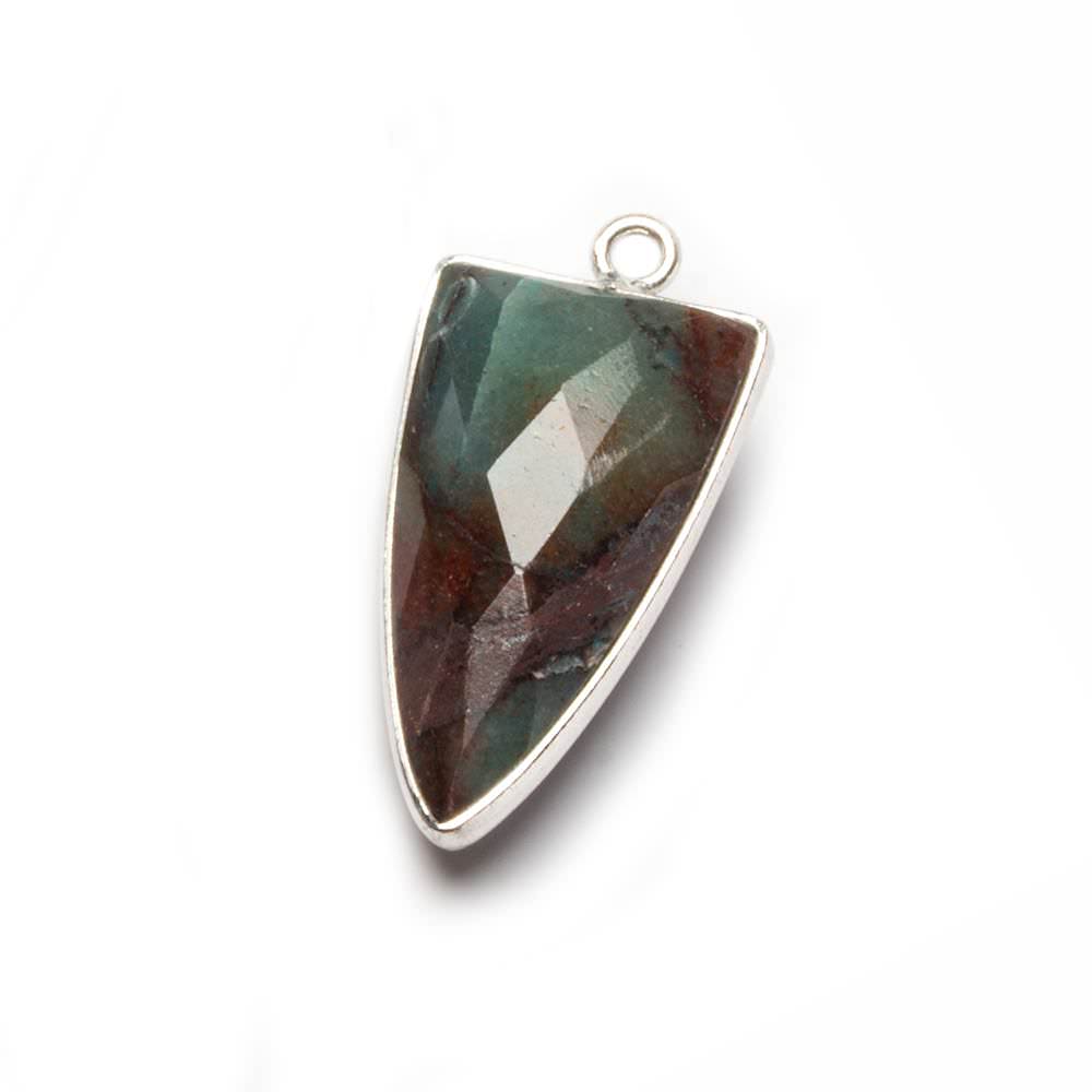 21x11mm Silver Bezel Chrysocolla faceted point 1 focal bead (ONLINE ORDER ONLY)