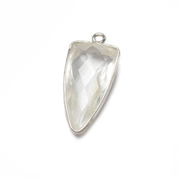 21x11mm Silver Bezel Crystal Quartz faceted point 1 focal bead (ONLINE ORDER ONLY)