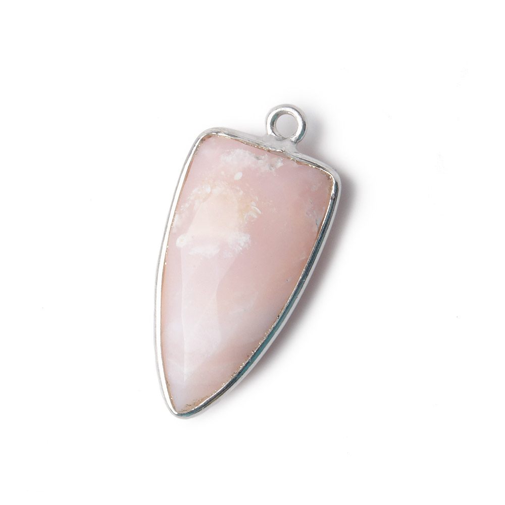 21x11mm Silver Bezel Pink Peruvian Opal faceted point 1 focal bead (ONLINE ORDER ONLY)