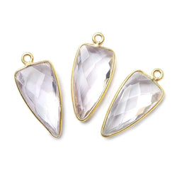 21x11mm Vermeil Bezel Pink Amethyst faceted point 1 focal bead (ONLINE ORDER ONLY)