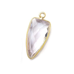 21x11mm Vermeil Bezel Pink Amethyst faceted point 1 focal bead (ONLINE ORDER ONLY)