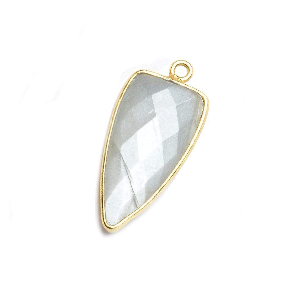 21x11mm Vermeil Bezel Platinum Grey Moonstone faceted point 1 focal bead (ONLINE ORDER ONLY)