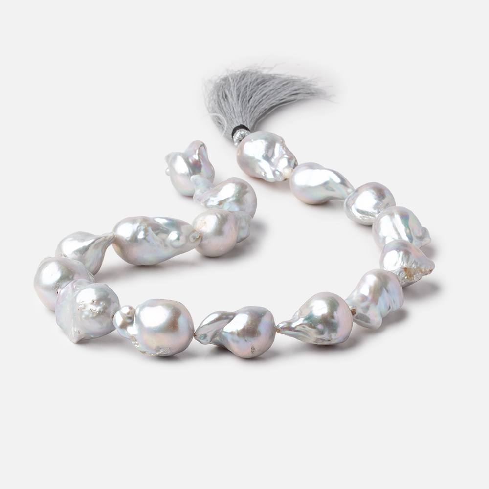 21x13-31x15mm Silver Ultra Baroque Freshwater Pearls 16 inch 16 pieces AA (ONLINE ORDER ONLY)