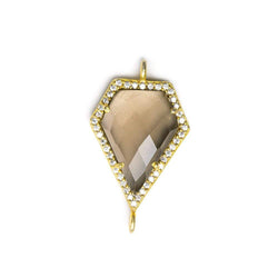 21x15mm Vermeil CZ Bezel & Smoky Quartz Modified Shield Connector 1 piece (ONLINE ORDER ONLY)