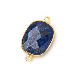 21x16mm Vermeil Bezel Lapis Lazuli Faceted Rectangle Connector 1 piece