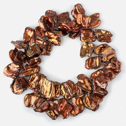 21x20-27x24mm Golden Copper Ultra Keshi Freshwater Pearl 16 inch 52 pieces AAA (ONLINE ORDER ONLY)