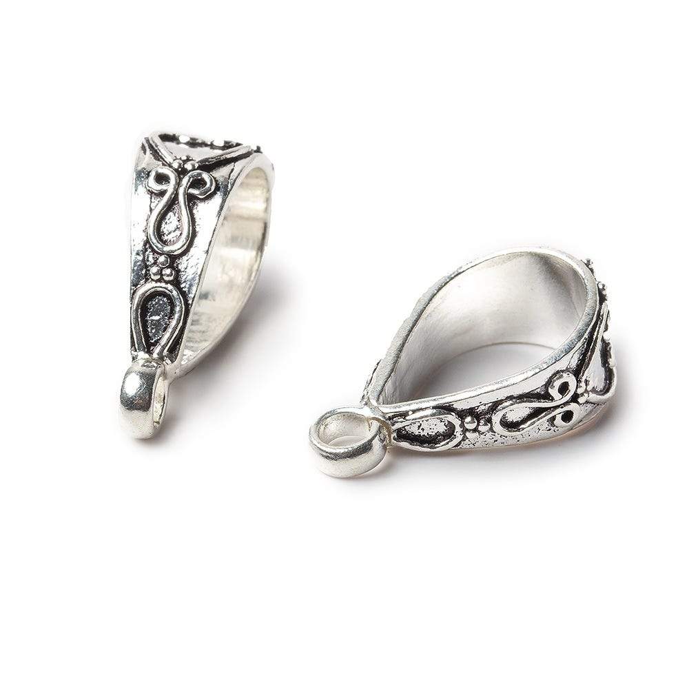 21x8mm Antiqued Sterling Silver Bail Filigree Heart Design  1 finding (ONLINE ORDER ONLY)