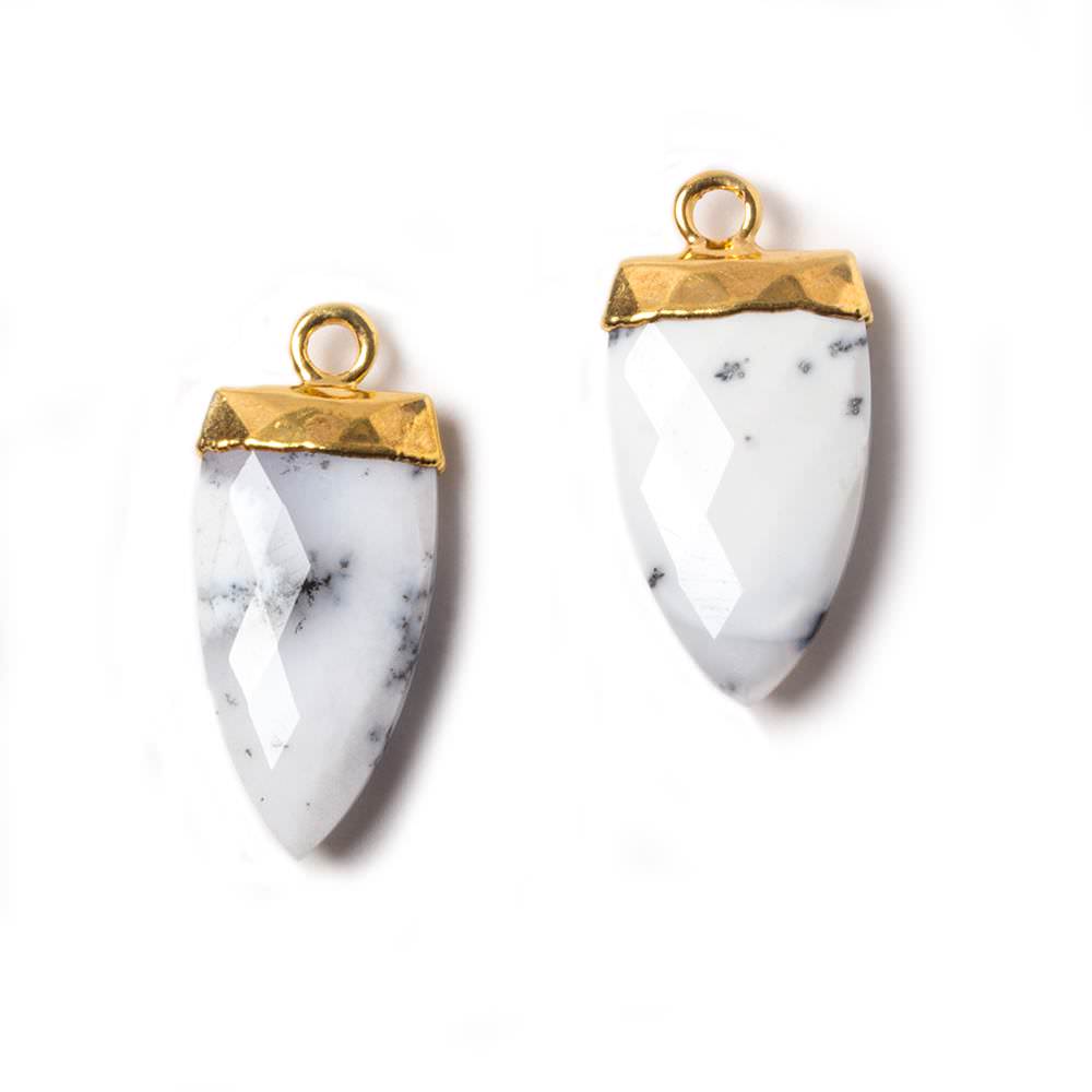 21x9mm Gold Leafed Dendritic Opal faceted Point Pendant 1 piece (ONLINE ORDER ONLY)
