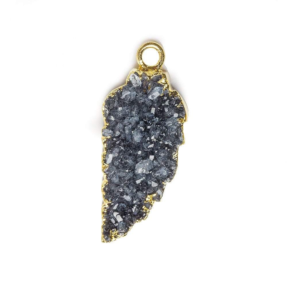 21x9mm Gold Leafed Grey Black Drusy Feather Pendant 1 piece (ONLINE ORDER ONLY)