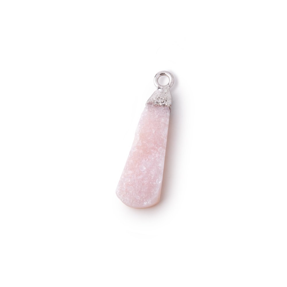 22-24mm Silver Leafed Pink Drusy Pear Pendant 1 focal piece (ONLINE ORDER ONLY)
