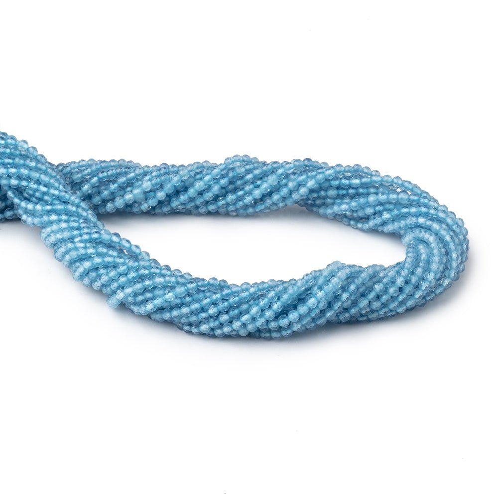 2.2mm Aquamarine Micro Faceted Rounds 12.5 inch 156 Beads (ONLINE ORDER ONLY)