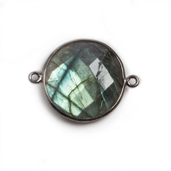22mm Black Gold Bezeled Labradorite Coin Focal Bead Connector 1 pc (ONLINE ORDER ONLY)