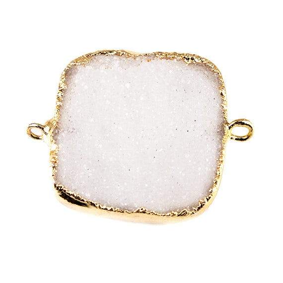22mm Gold Leafed Natural White Drusy Square Connector Focal Bead (ONLINE ORDER ONLY)