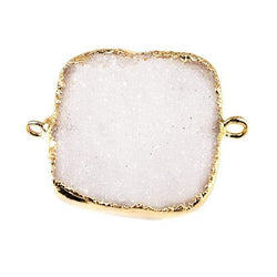 22mm Gold Leafed Natural White Drusy Square Connector Focal Bead (ONLINE ORDER ONLY)