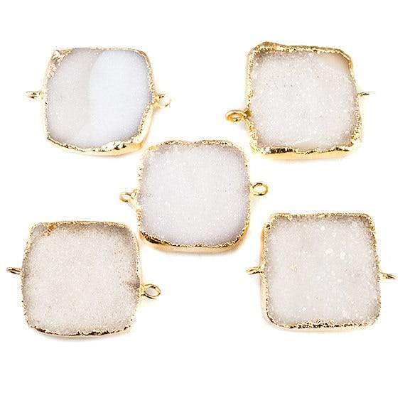 22mm Gold Leafed Natural White Drusy Square Connector Focal Bead (ONLINE ORDER ONLY)