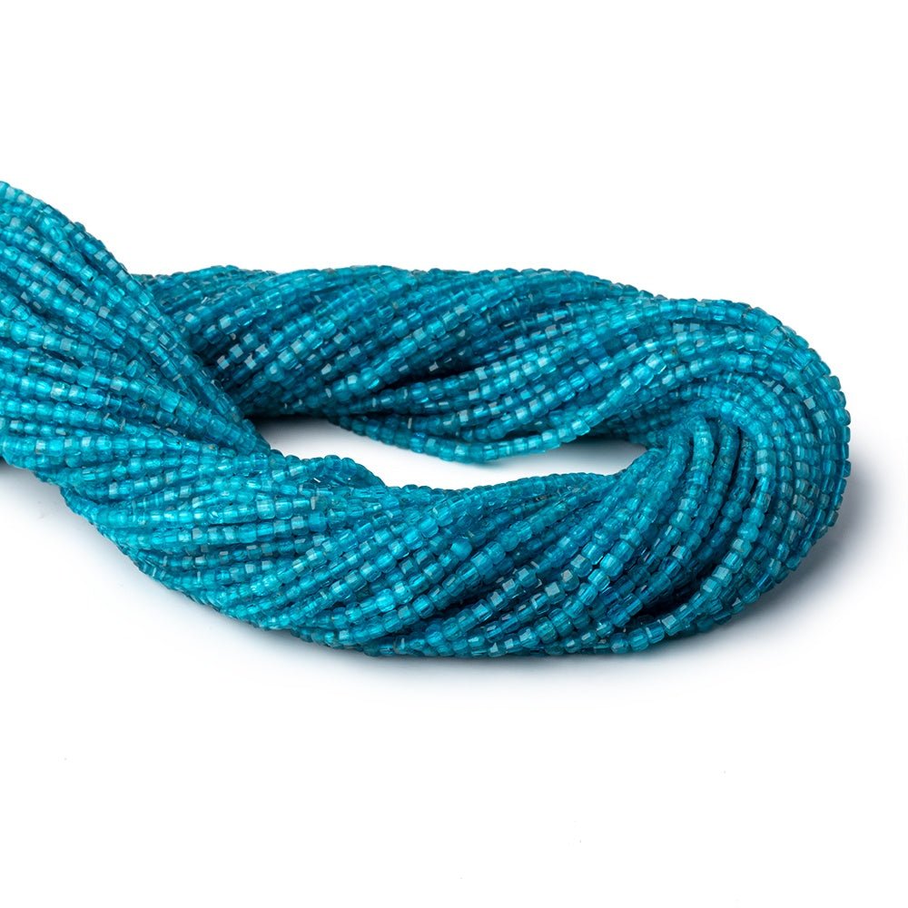 2.2mm Neon Blue Apatite Micro Faceted Cube Beads 12.5 inch 138 pieces (ONLINE ORDER ONLY)