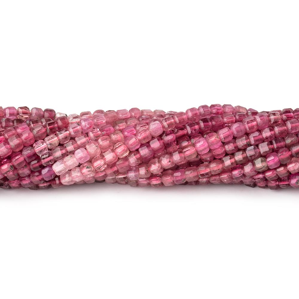 2.2mm Pink Tourmaline Micro Faceted Cube Beads 12.5 inch 140 pieces (ONLINE ORDER ONLY)