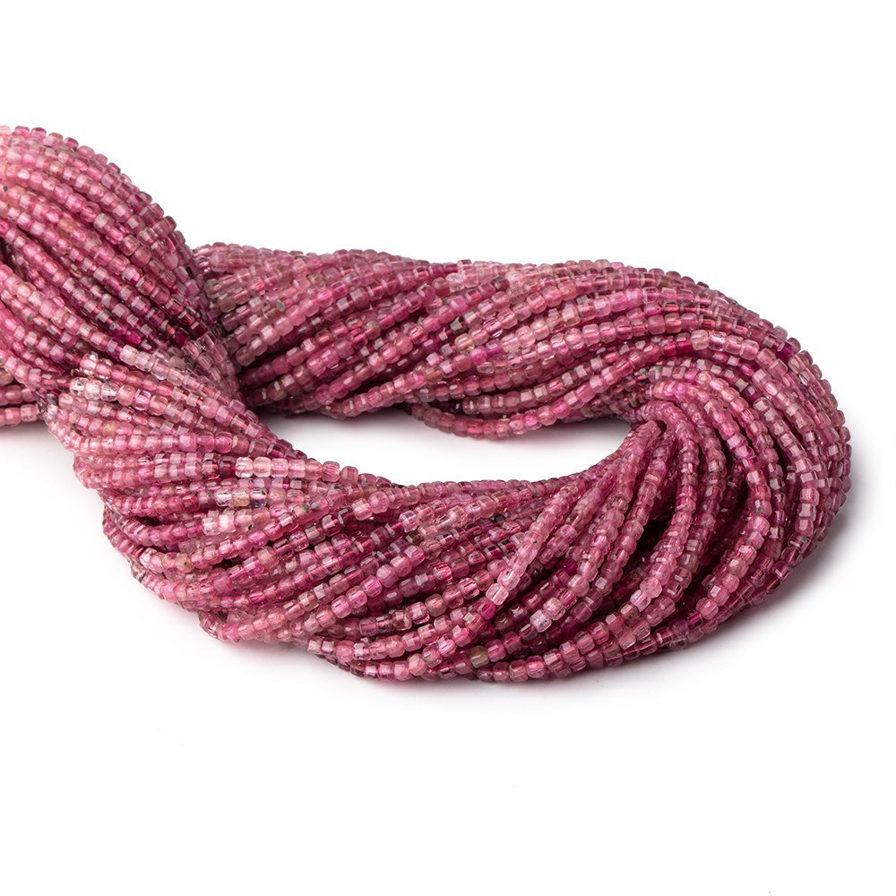 2.2mm Pink Tourmaline Micro Faceted Cube Beads 12.5 inch 140 pieces (ONLINE ORDER ONLY)