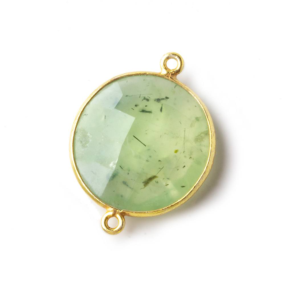 22mm Vermeil Bezeled Prehnite Coin Focal Bead Connector 1 piece (ONLINE ORDER ONLY)