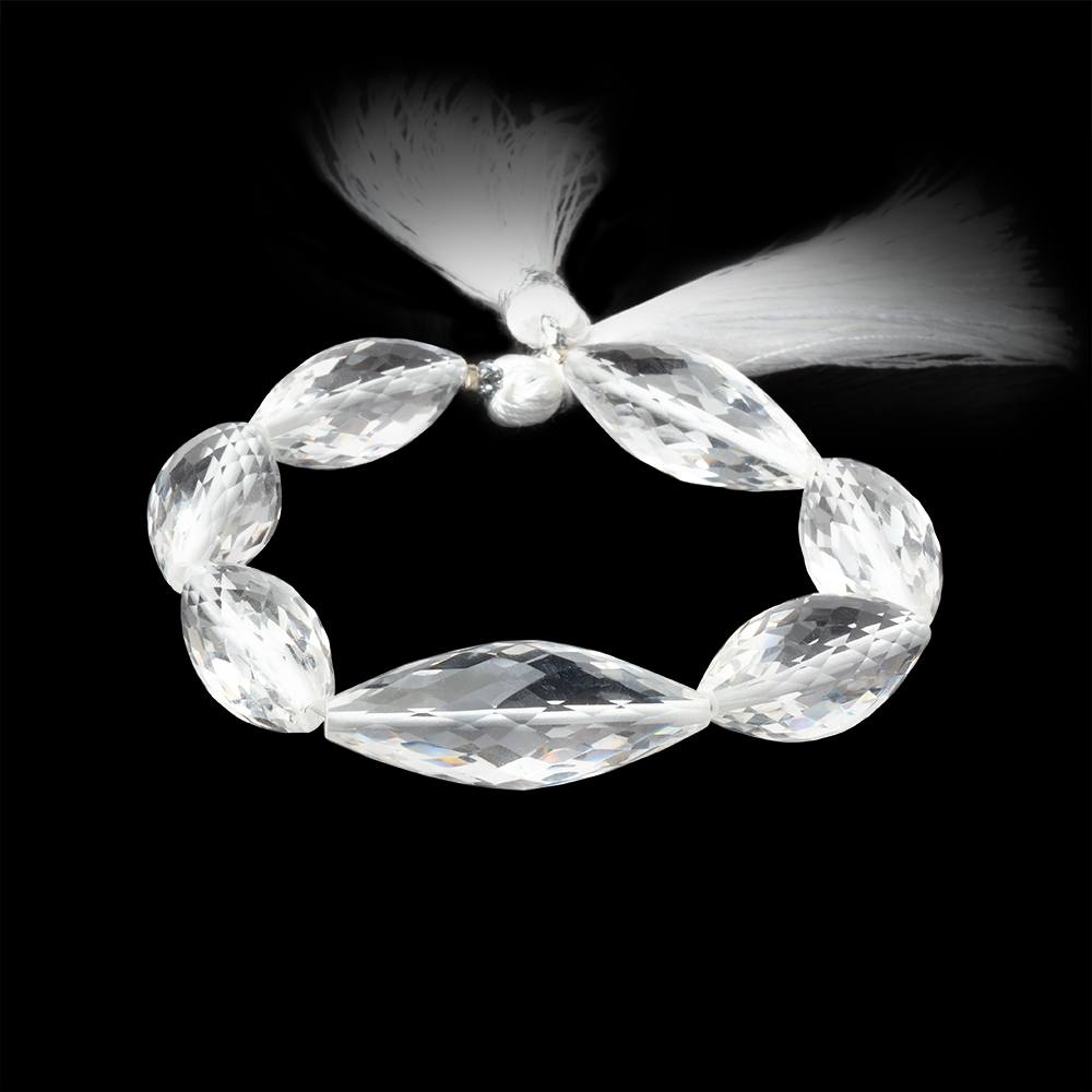 22x10-27x11mm Crystal Quartz Faceted Bi-Cone Marquise 6.5 inch 7 Beads (ONLINE ORDER ONLY)