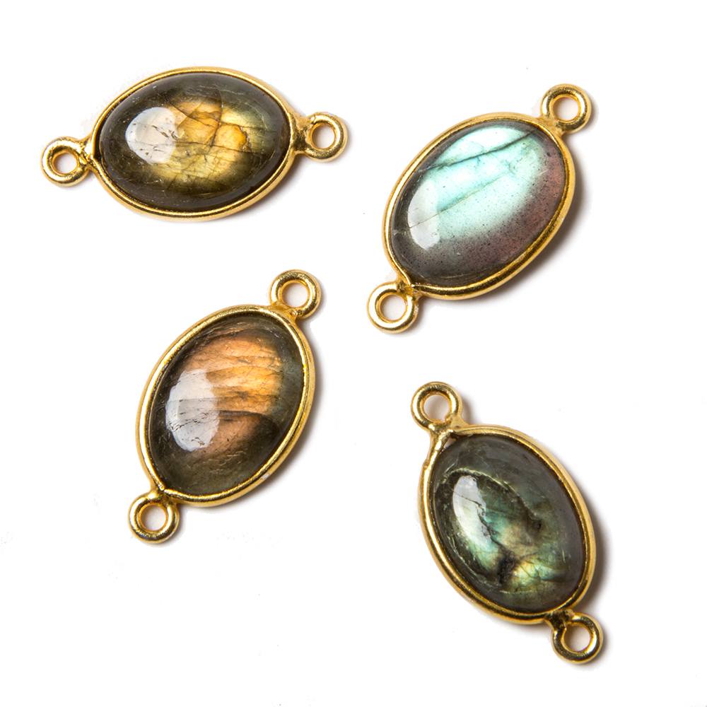 22x11mm Vermeil Bezeled Labradorite plain oval Connector 1 piece (ONLINE ORDER ONLY)