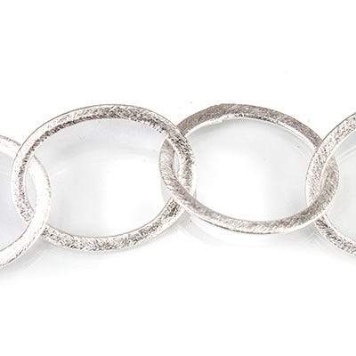 22x17mm Silver plated Brushed Oval Link Chain by the foot (ONLINE ORDER ONLY)