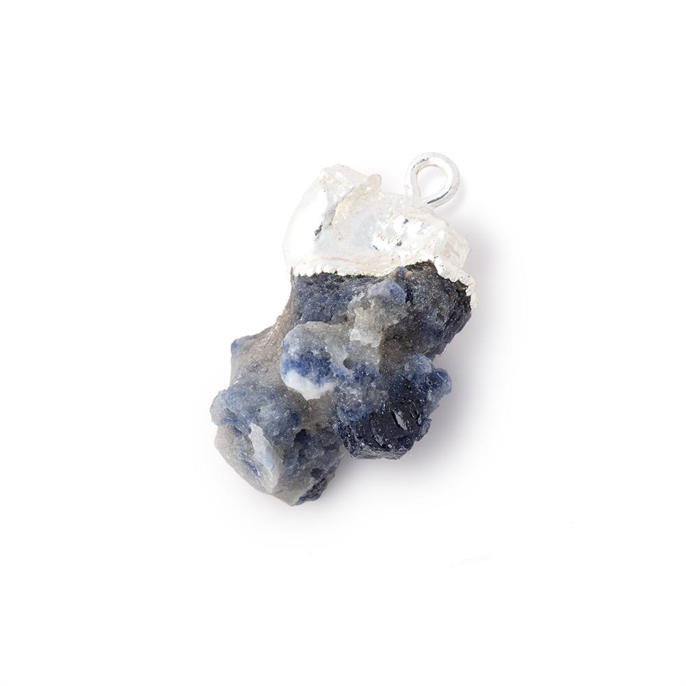 22x18mm Silver Leafed Blue Jammu Sapphire Natural Crystal 1 Pendant (ONLINE ORDER ONLY)