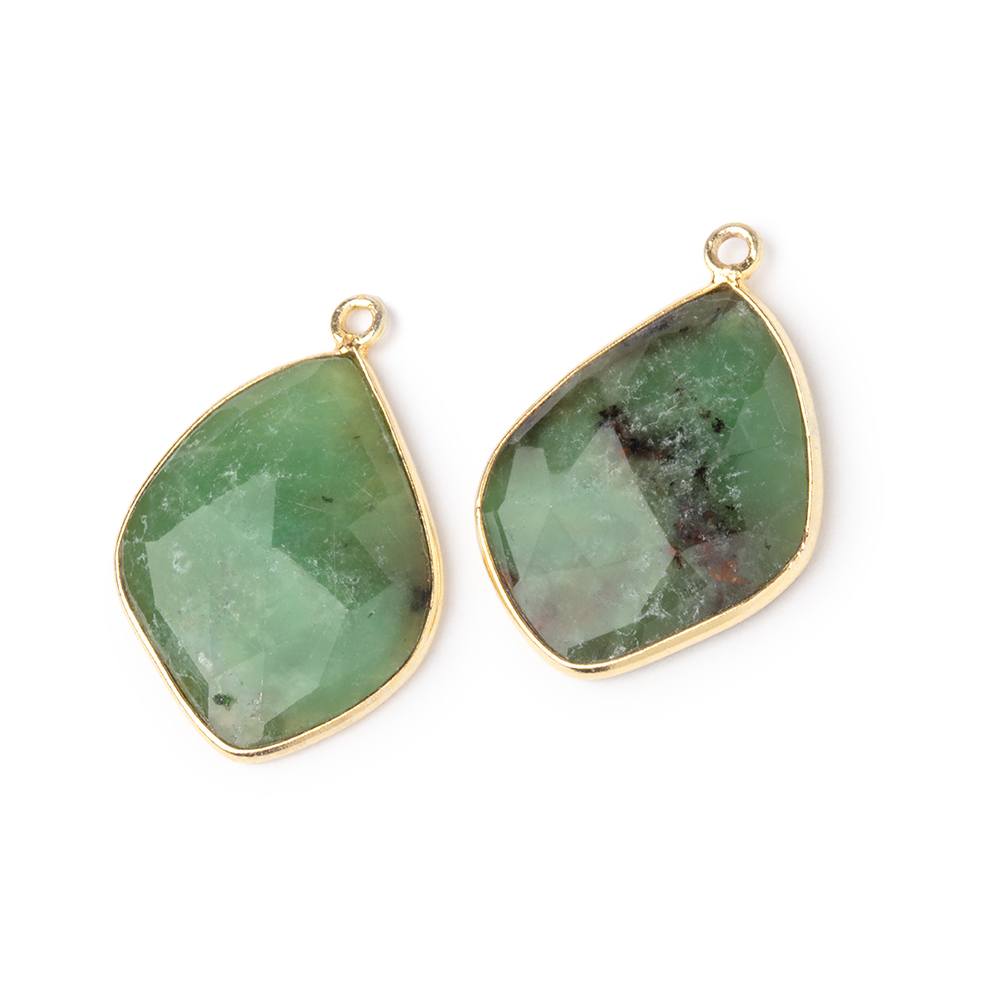 22x18mm Vermeil Bezel Chrysoprase Faceted Freeform Set of 2 Pendants (ONLINE ORDER ONLY)