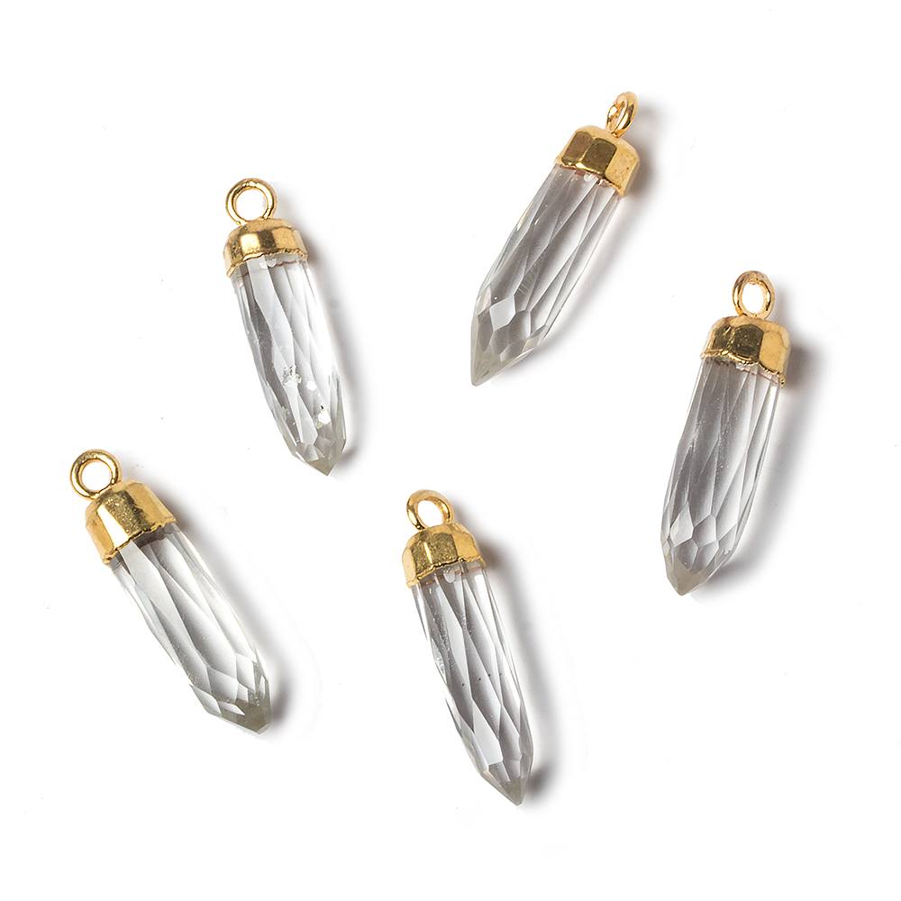 22x6mm Gold Leafed Crystal Quartz Spike Pendants 1 piece (ONLINE ORDER ONLY)