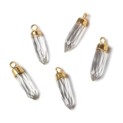 22x6mm Gold Leafed Crystal Quartz Spike Pendants 1 piece (ONLINE ORDER ONLY)