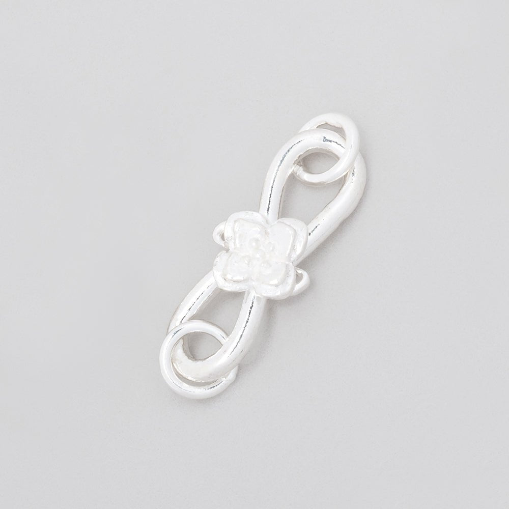 22x8mm Sterling Silver S Hook with Flower 1 piece (ONLINE ORDER ONLY)
