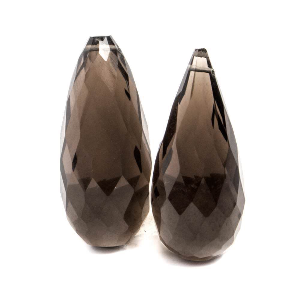22x9mm Smoky Quartz Faceted Tear Drop Focal Bead Set of 2 (ONLINE ORDER ONLY)