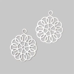 23.5mm Brushed Filigree Flower Charm Set of 2 pieces