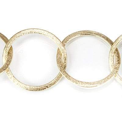 23mm 14kt Gold plated Brushed Round Link Chain by the foot (ONLINE ORDER ONLY)