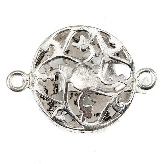 23mm Antiqued Sterling Silver plated Box Clasp Floral Design 1 piece (ONLINE ORDER ONLY)