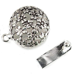 23mm Antiqued Sterling Silver plated Box Clasp Floral Design 1 piece (ONLINE ORDER ONLY)