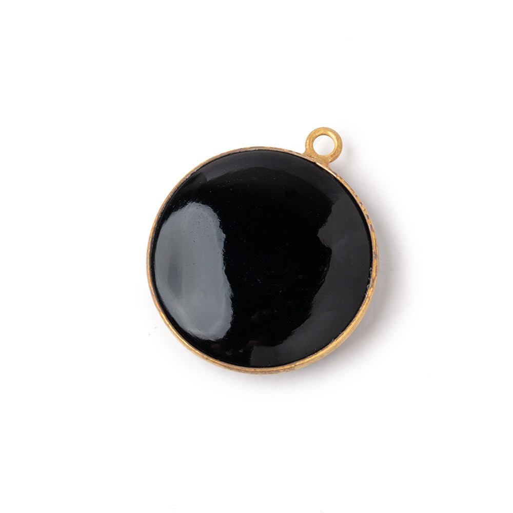 23mm Vermeil Bezel Black Onyx Plain Coin Pendant (ONLINE ORDER ONLY)