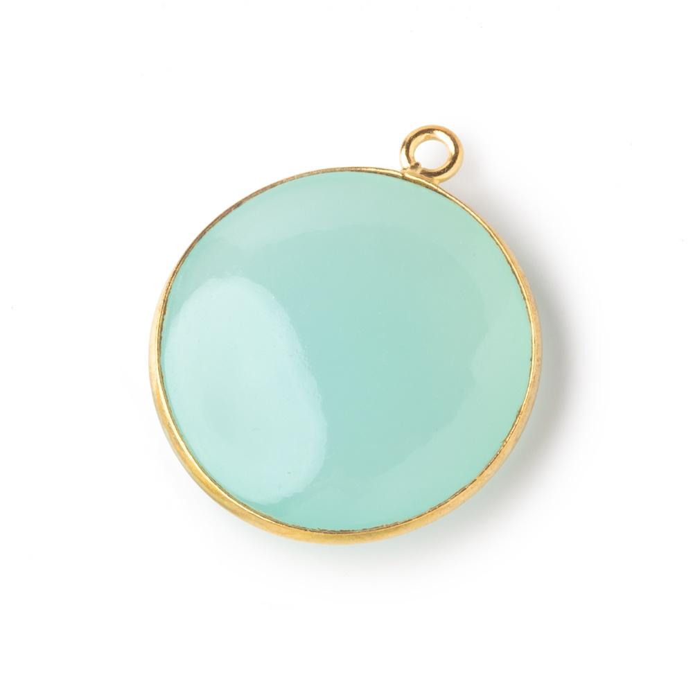 23mm Vermeil Bezel Seafoam Chalcedony Plain Coin Pendant 1 piece (ONLINE ORDER ONLY)