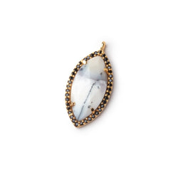 23x13mm Vermeil & Black CZ Bezel Dendritic Opal Marquise 1 Pendant (ONLINE ORDER ONLY)