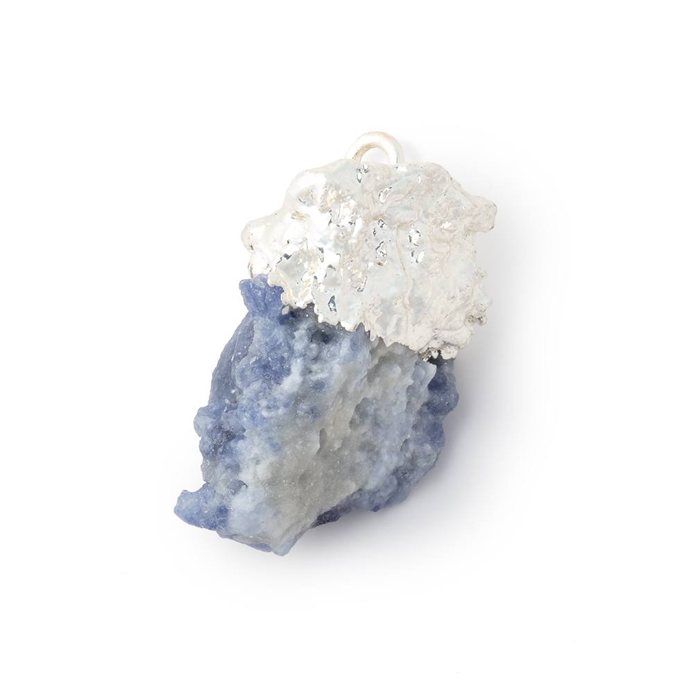23x17mm Silver Leafed Blue Jammu Sapphire Natural Crystal 1 Pendant (ONLINE ORDER ONLY)