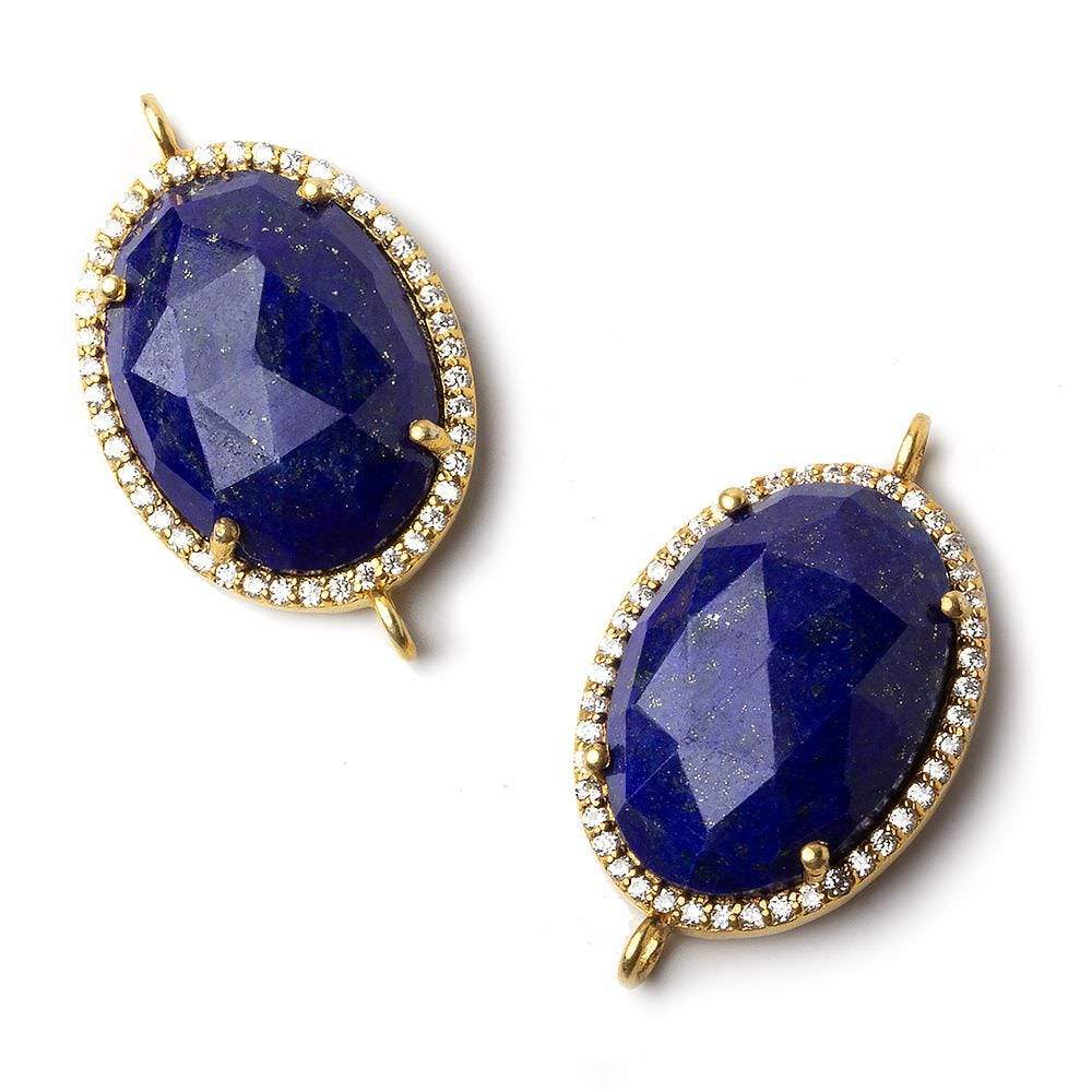 23x17mm Vermeil CZ Bezel Lapis Lazuli Oval Connector 1 piece (ONLINE ORDER ONLY)