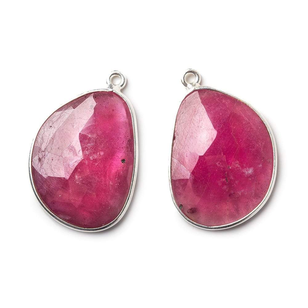 23x19mm Silver .925 Bezel Pink Tourmaline faceted Cabochon Pendant Set of 2 pieces (ONLINE ORDER ONLY)