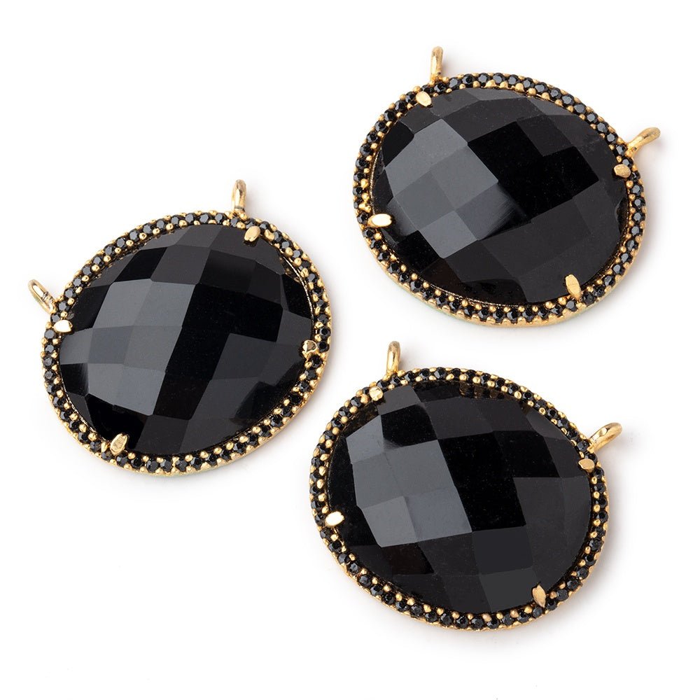 23x20mm Vermeil & Black CZ Bezel Black Chalcedony Oval Connector 1 Focal Bead (ONLINE ORDER ONLY)