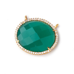 23x20mm Vermeil CZ Bezel Green Onyx Oval Connector 1 Focal Bead (ONLINE ORDER ONLY)