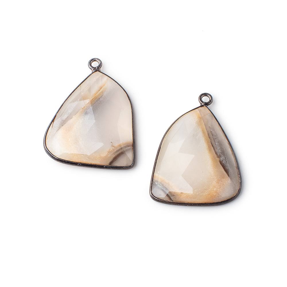 23x21mm Black Gold Bezeled Agate Freeform Set of 2 Pendants (ONLINE ORDER ONLY)
