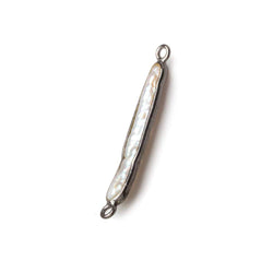 23x6mm Black Gold Bezeled White Biwa Pearl Connector 1 piece (ONLINE ORDER ONLY)