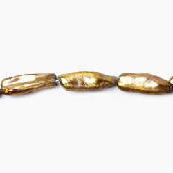 23x8mm Golden Green Biwa Freshwater Pearl 16 inch 18 pieces (ONLINE ORDER ONLY)